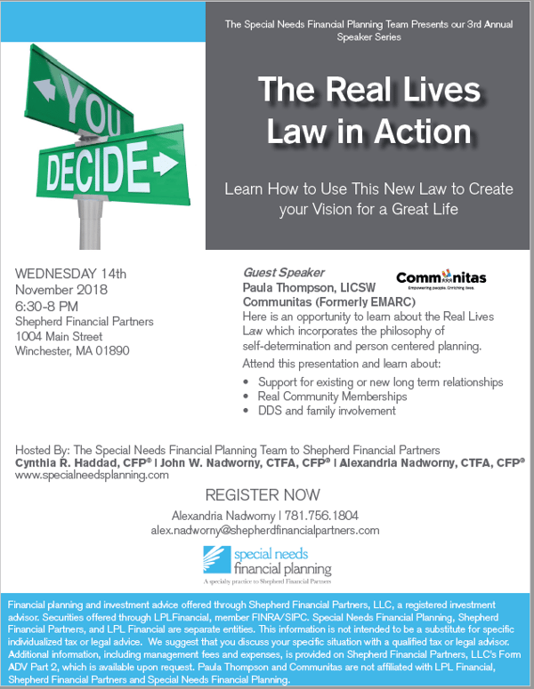 Real Lives law presentation flyer